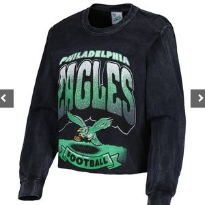 ‘47 Black Philadelphia Eagles Indio Vintage Tubular Cropped Washed Long Sleeve